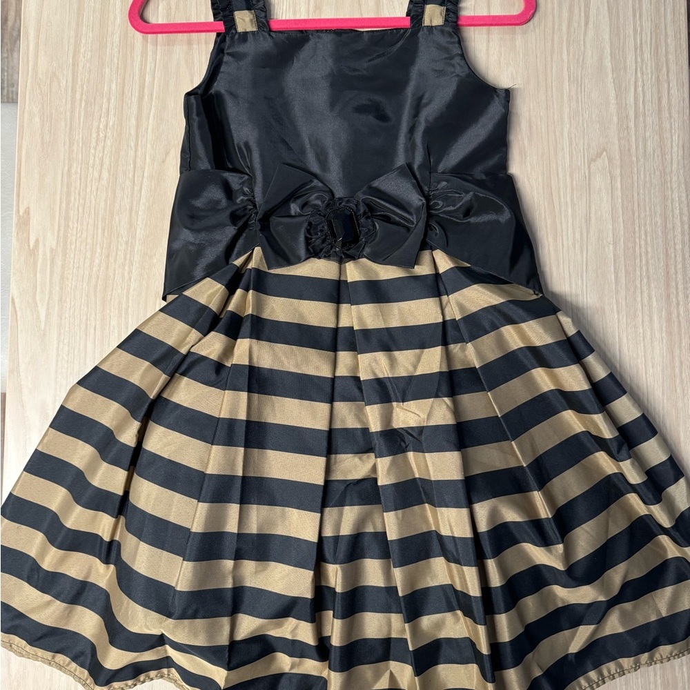 Dorissa Black and Gold Dress with Detailed Finishes